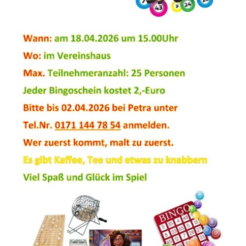 Bingo im Vereinshaus