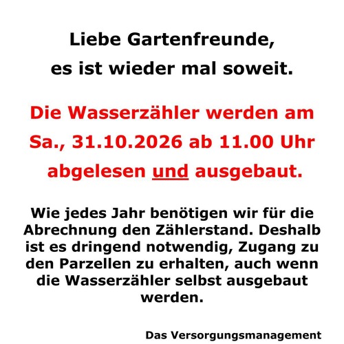 Ausbau der Wasseruhren