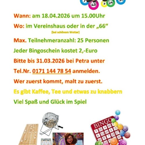 Bingo im Vereinshaus